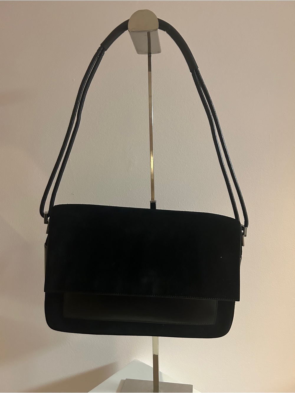 Gucci Black Suede & Leather Shoulder Bag